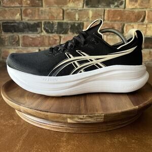 ASICS GEL-Nimbus 28 Max Cushion Men's 10 Black Cream Road Running Shoes Sneakers